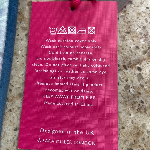 NWT Sara Miller Bird of Paradise Dusky Blue Velvet Pillow Cushion Cover - Picture 9 of 9